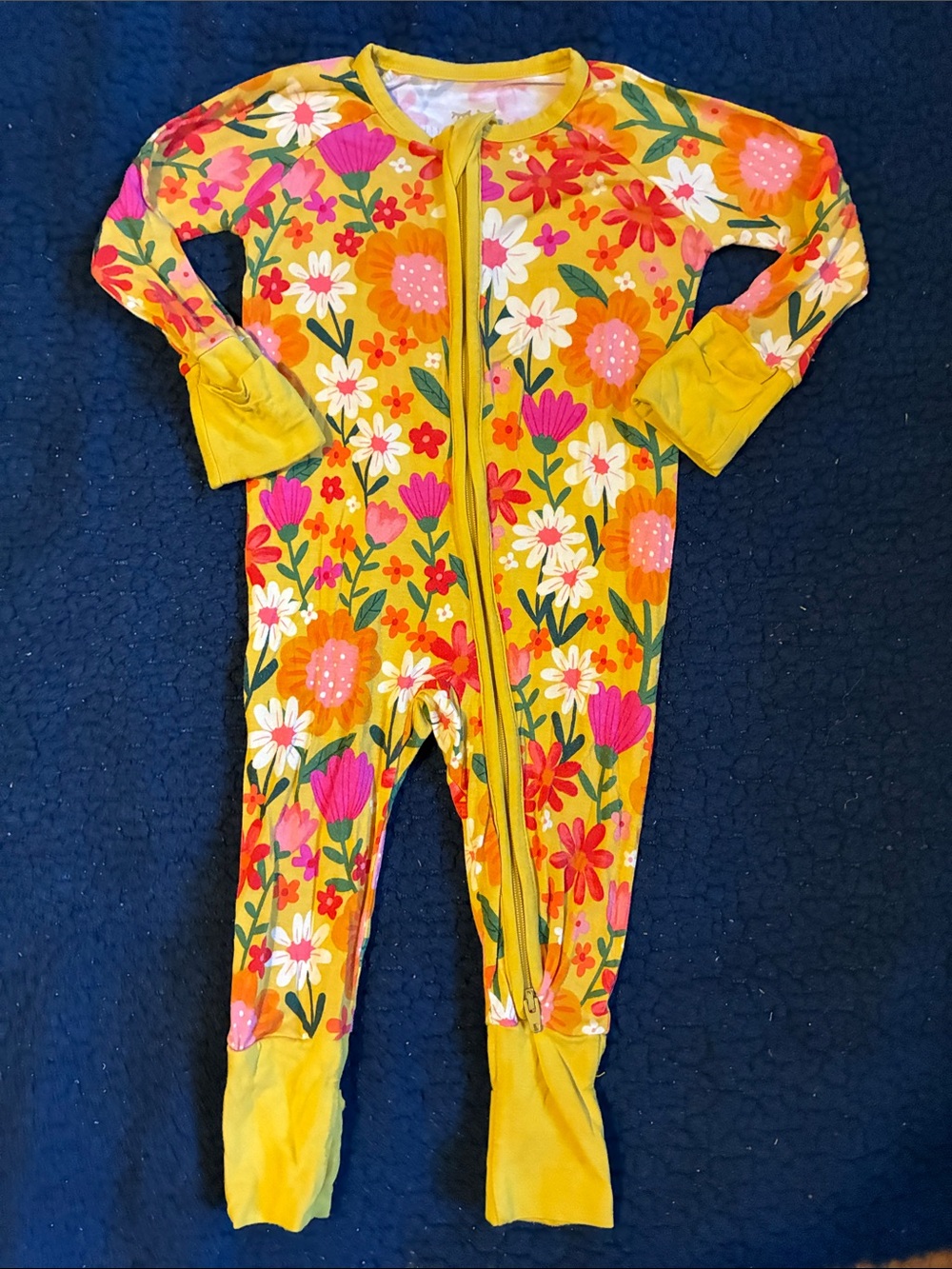 Little Sleepies Yellow Floral Zip One-Piece Footie